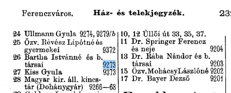 Czim- és Lakásjegyzékek